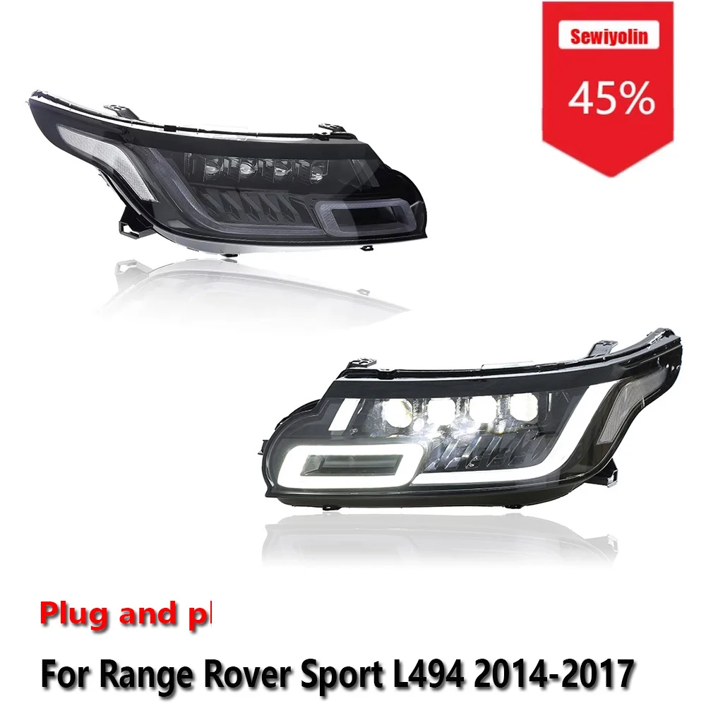 

Sewiyolin Car LED Headlight Accessories four lens For Range Rover Sport L494 2014-2017 DRL Brake Turn Signal Lamp Plug and Play