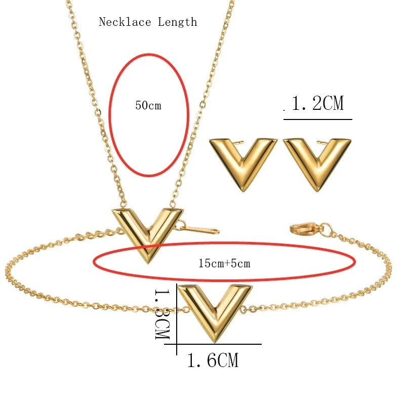 Fashion Brand V Letter Pendant Necklace For Woman Stainless Steel Women Necklace Luxury Jewelry Female Costume Accessories