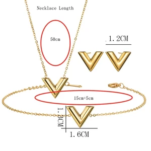 Edelstahl Buchstabe Anhänger Halskette für Frauen Schmuck Mode Accessoires Initiale Goldfarbe 8 Hauptverkaufskette V - №7