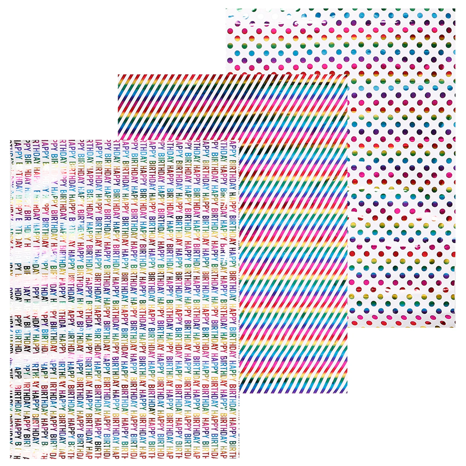 3 Sheets Vibrant Birthday Gift Wrapping Paper Printed Festival Packaging Paper Cartoon Pattern Wrapping Sheets
