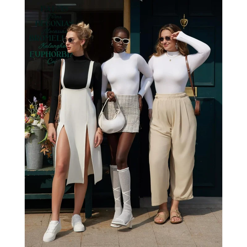 Pagliaccetto per adulti da donna Collo alto Top a maniche lunghe Tuta aderente sexy Tuta casual Calda tuta traspirante dimagrante fursuit