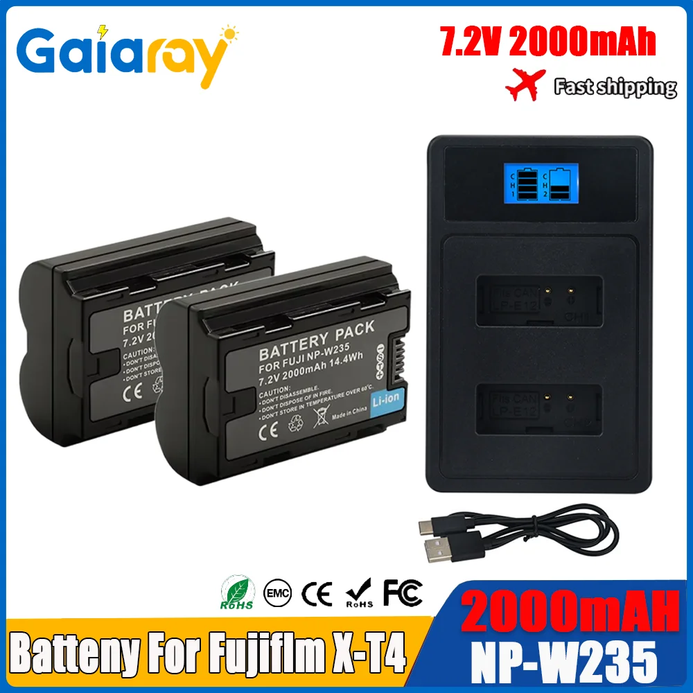 

1-4 шт. аккумулятор NP-W235 NP W235 и быстрое двойное зарядное устройство со светодиодной подсветкой для Fujifilm X-T5 X-T4 GFX 100S X-H2S X-S20 GFX 50S II VG-XT4