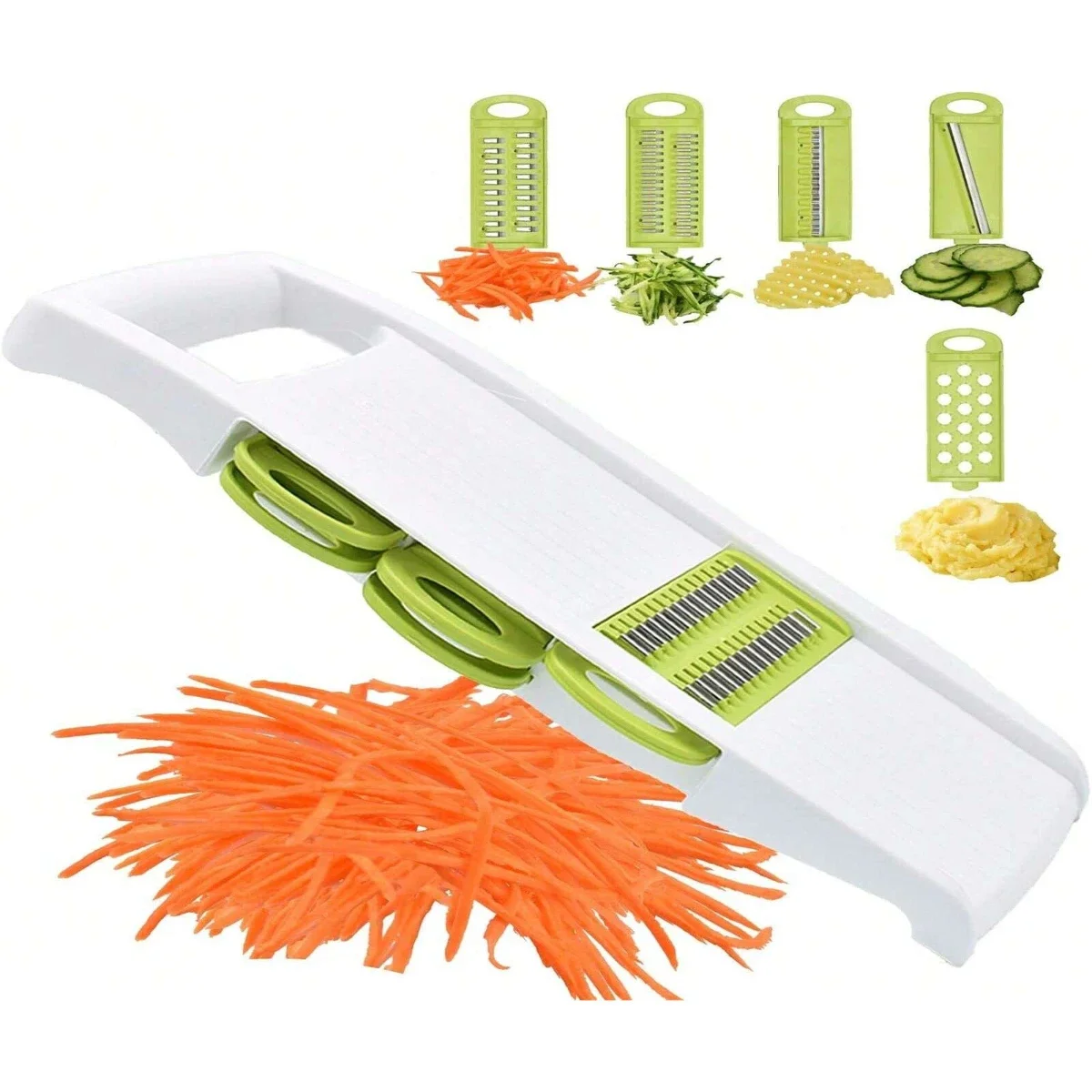 1set 5 In 1 Mandoline Multi Blade Potato Veggie Cutter Julienne Shredder Green Vegetable Slicer