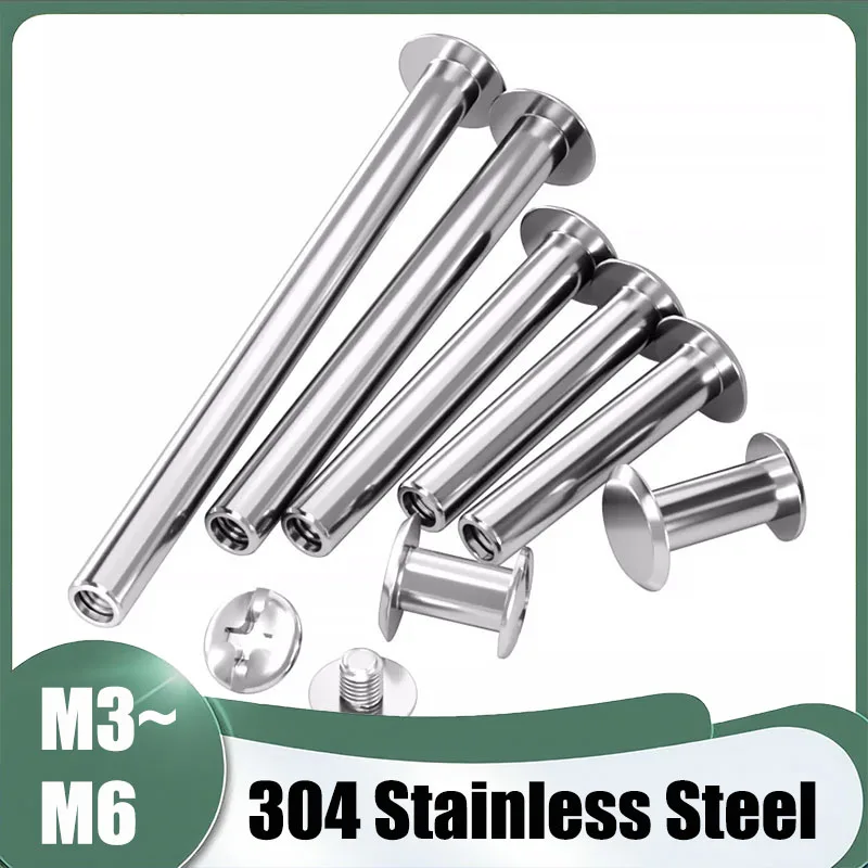5/10Sets M3 M4 M5 M6 304 Stainless Steel Binding Chicago Screw Leather Bag Accounk Photo Album Screw Books Butt Assembling Bolts