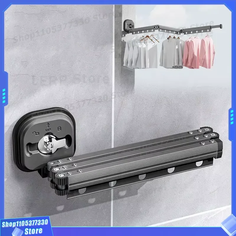 Aluminum Wall Mounted Folding Clothes Drying Rack Retractable Indoor Laundry Line for Home Apartment Space Saving Hanger