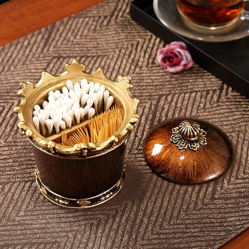 American retro style resin toothpick holder cotton swab box stationery office pen holder Storage Creativity desktop decoration