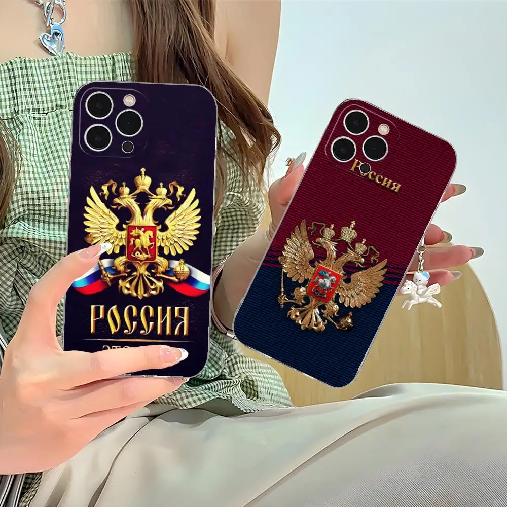 Russia Flag Mobile Cell Phone Case for iPhone 16 15 14 13 12 11 X XR XS 8 6 Pro Max Plus Mini Clear Colour Cover Smartphone