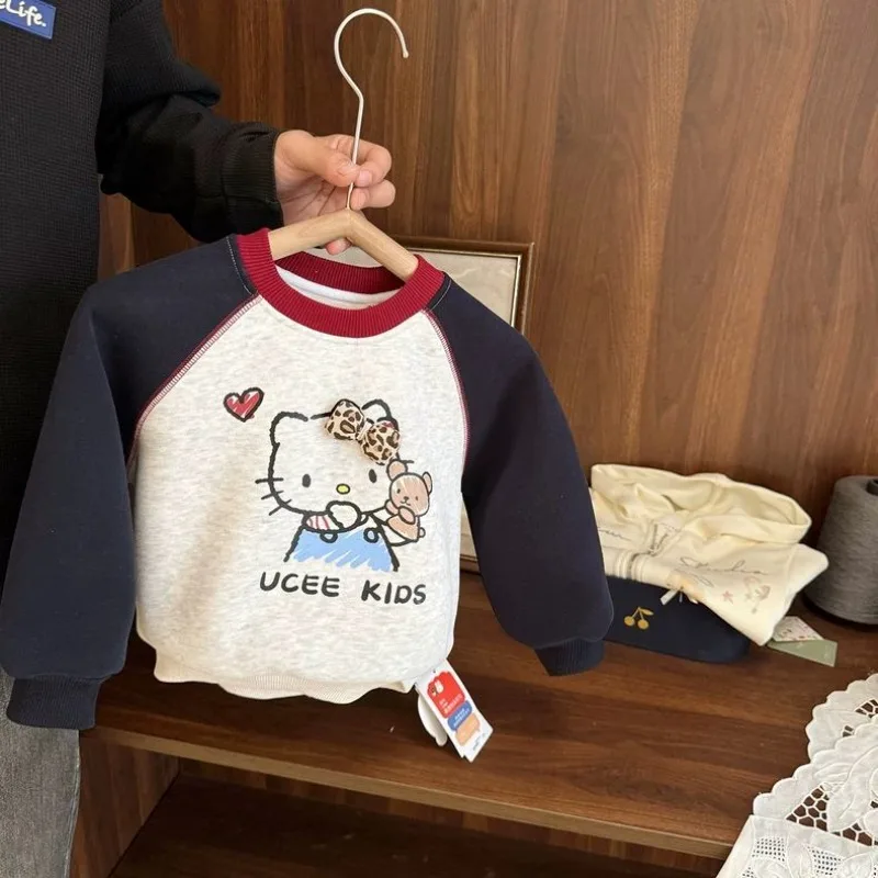 

Kawaii Sanrio Ins Fashion Kawaii Soft Fleece Thickened Base Shirt Autumn Winter Cute Cartoon Long Sleeve Hoodie Clothes Gifts