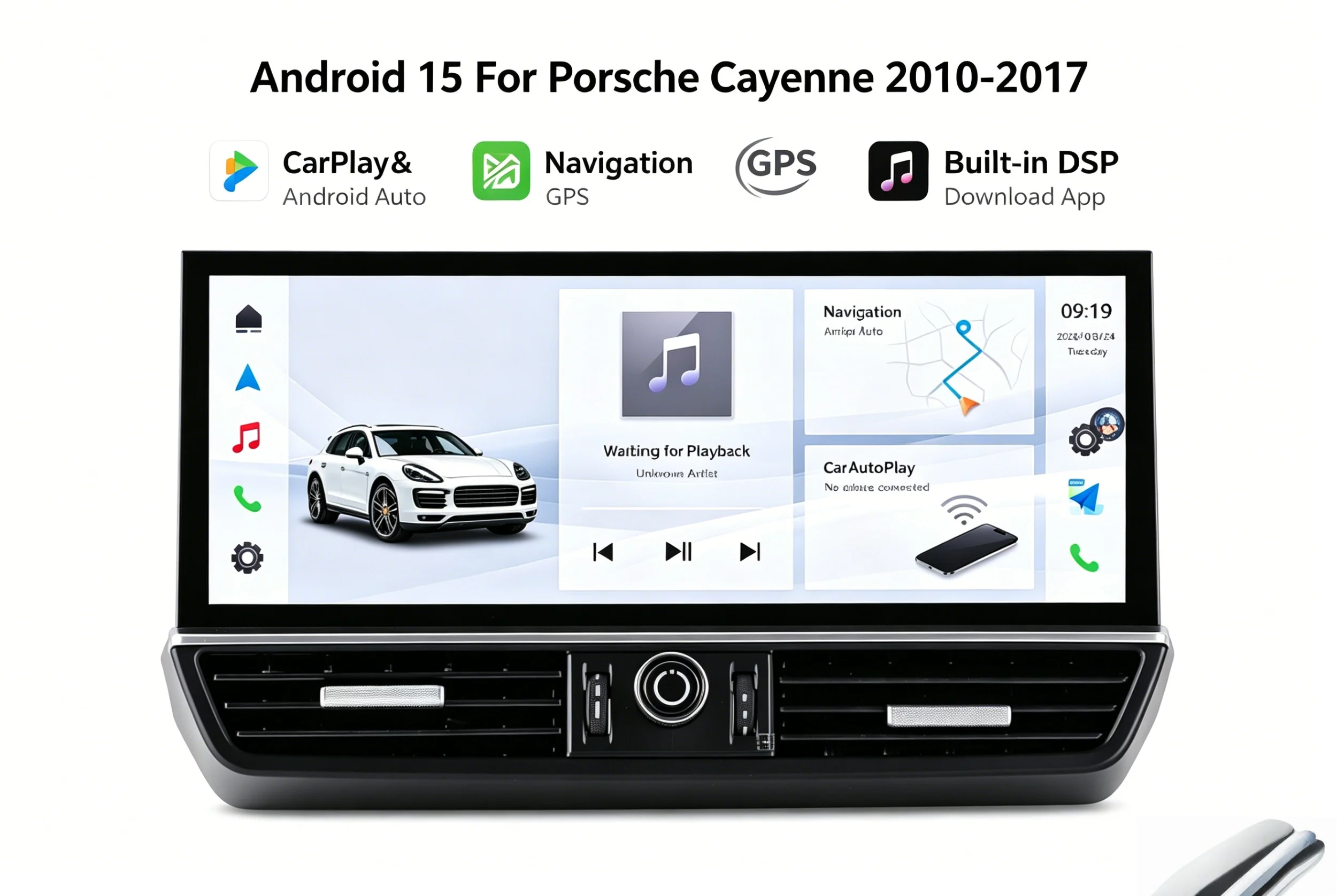 

1920*720 CarPlay Android 14.0 DSP Car Radio For Porsche Cayenne 2010 2011-2017 GPS Navigation 4G WiFi Stereo Multimedia Player