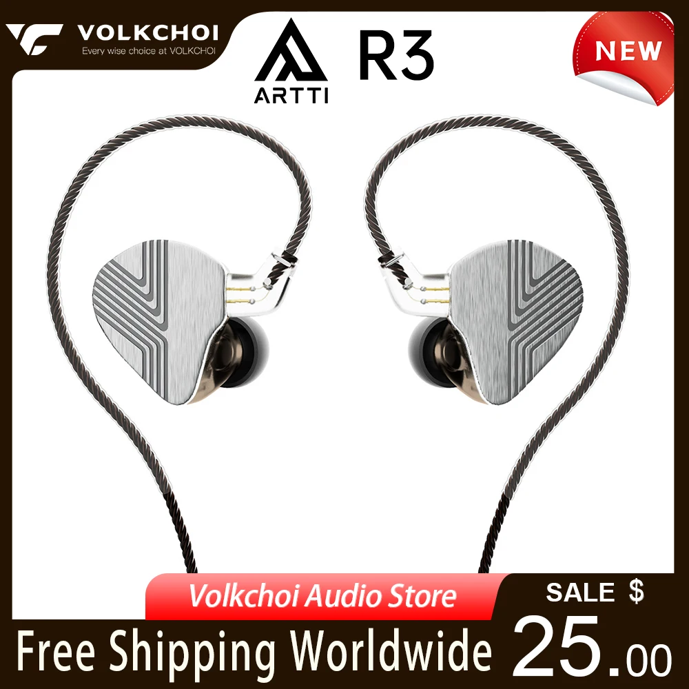 Newest ARTTI R3 In-ear Earphone 10mm Beryllium-plated Dynamic Driver Monitor HIFI Earphone,with 0.78 2pin/Type-c Connector Cable