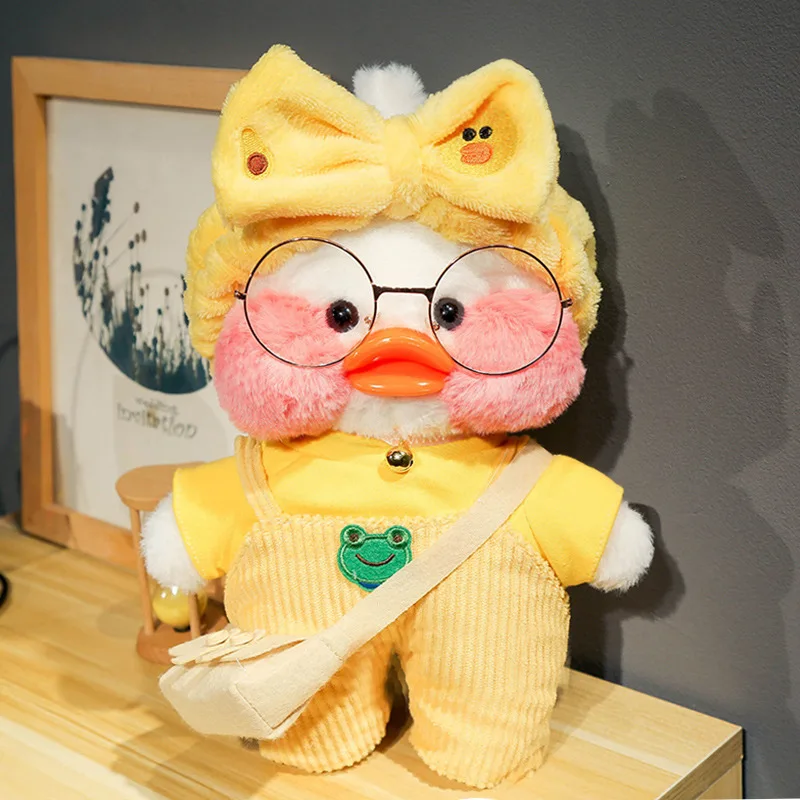 New plush Cute Lalafanfan Duck Cafe Duck 30cm Doll Plush Toy Stuffed Soft Doll Kawaii Animal Pillow Birthday Gift for Kids