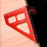 Aluminum Triangle Ruler Metric British 45°/ 90° Line Ruler Carving Ruler Multifunctional Ruler Woodworking Tool
