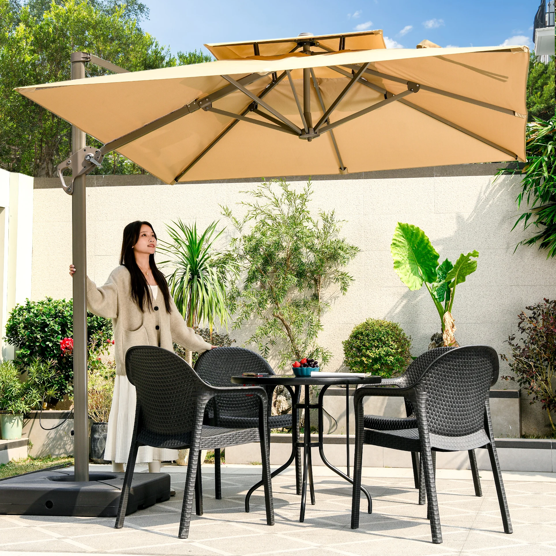 

Waterproof Polyester Logo Foldable Sun Shade For Outdoor Parks Dining Areas Indoor Kitchen Warehouse Use-Logo Outdoor Furniture