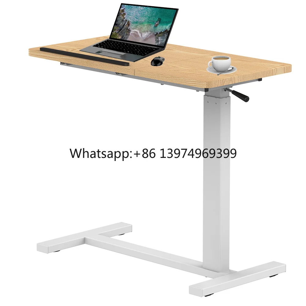 Adjustable Rolling Laptop Overbed Desk Bedroom Living Room Side Sofa Table Tilt Top Overbed Table Laptop Desk With Wheels