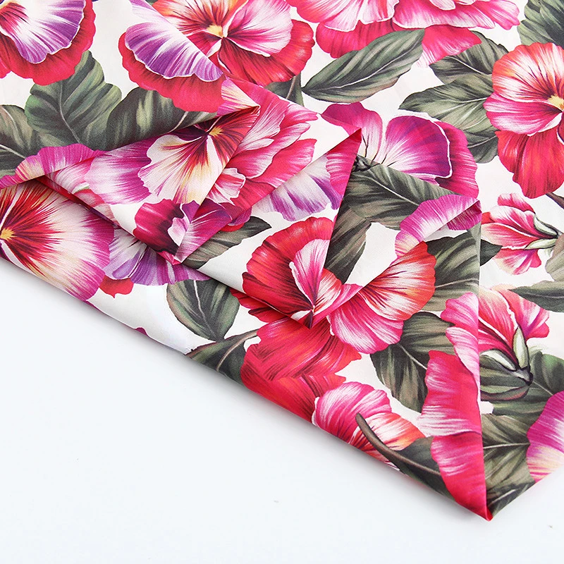 Spring and summer new European and American brand violet flower cotton digital printing clothing handmade diy fabric