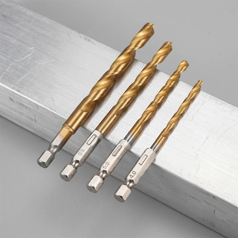 Hex Shank Twist Drill Bit Set,HSS Titanium Coated,135° Sharp Edge U-Groove Fast Chip Removal Bits For Universal Drilling Tools