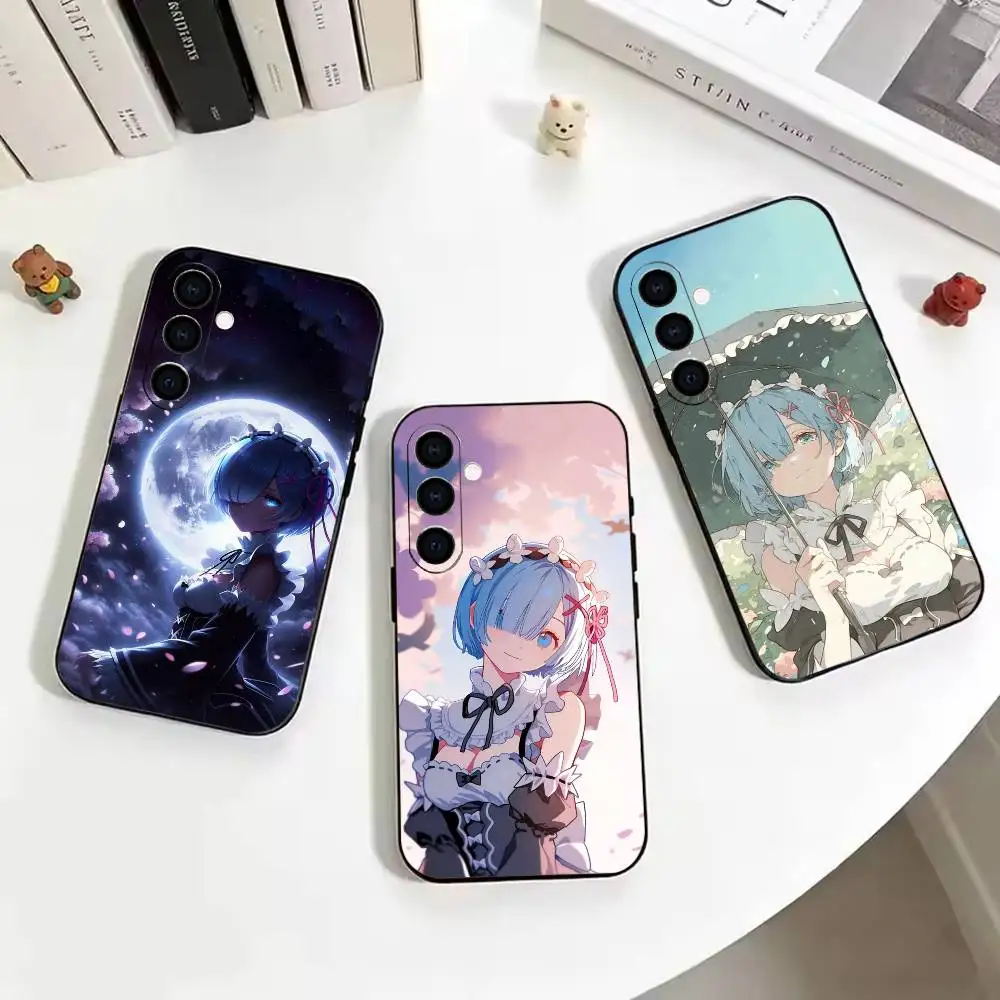 Re Zero Starting Life in Another World Rem Soft Silicone phone Case for Samsung Galaxy A73//A72/A70/A53/A52/A51 - Black
