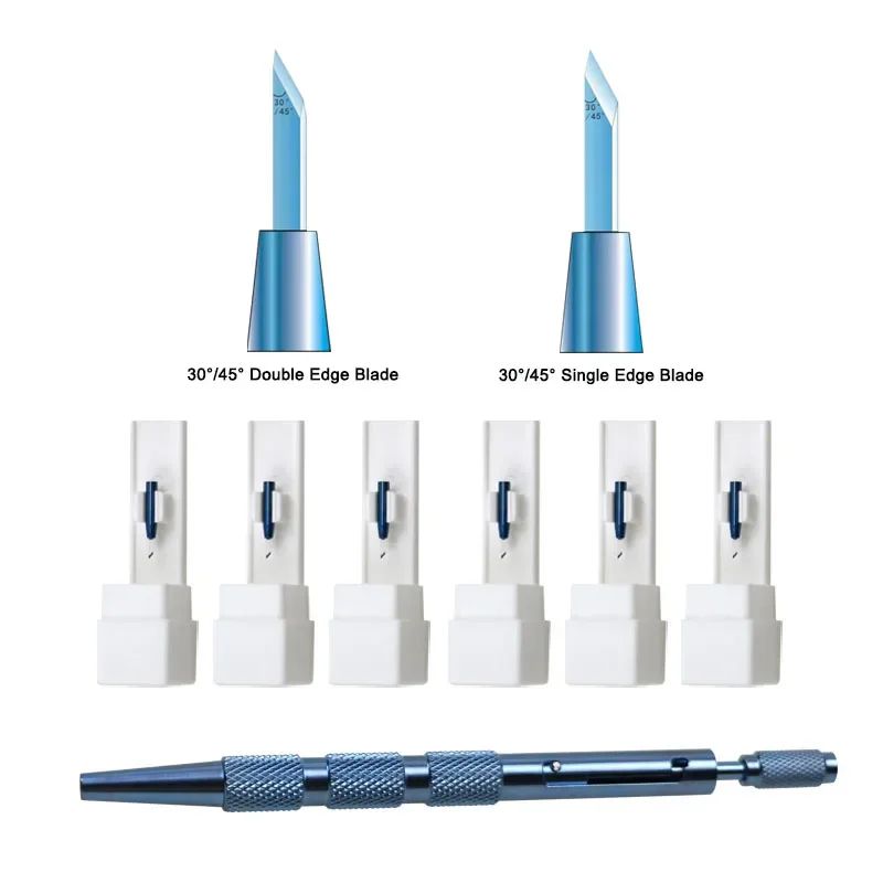 GREATLH Sapphire Blade Clear Cornea Blade Hair Transplant Implant Pen 1.0mm 2.0mm Szerokość ostrza Instrument okulistyczny