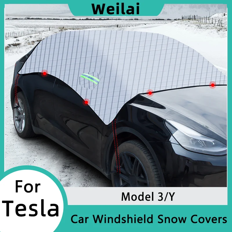

Model Y Car Covers 2024 for Tesla Model 3 Outdoor Sunshade Snow Shield Winter Snowproof Frost Car Windshield Cover Accessories