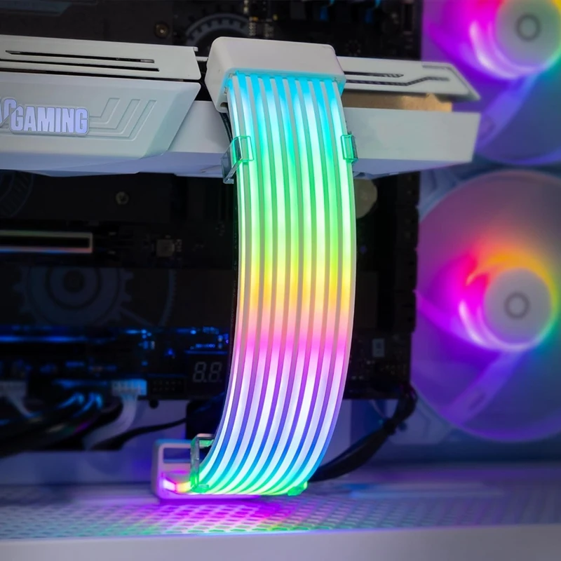 شريط إضاءة MAKE-PC RGB، كابل تمديد PSU، مجموعة شريط إضاءة LED لوحدة معالجة الرسومات وكابلات الكمبيوتر اللوحة الأم، مزامنة ARGB 5V 3 Pin