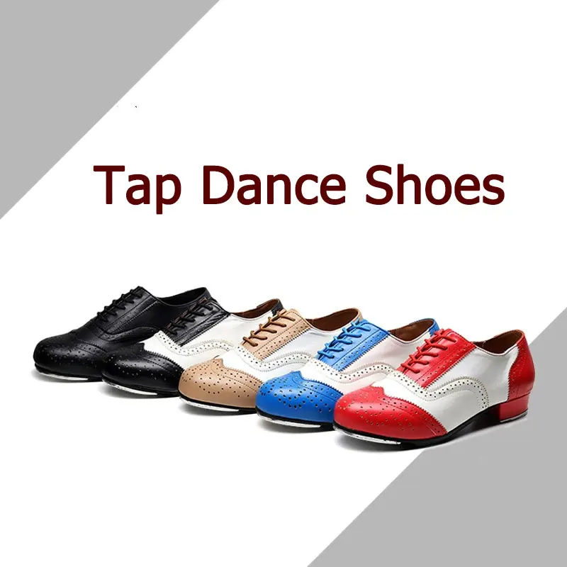 Zapatos de claqué profesionales para hombre, piel de vaca de estilo barroco, suela de aluminio, patrones exquisitos, zapatos de Jazz de cuero Retro para Danc