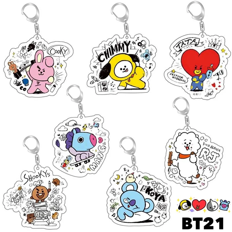 

Персонализированный брелок из акрила с новым милым креативным мультяшным рисунком серии BTS, модный, универсальный, портативный, декоративный.