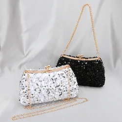 Sequined Glitter Evening Bag For Women Shiny Clutch Handbag Purse Banquet Dinner Dress Prom Party Lady Shoulder Bag Luxury