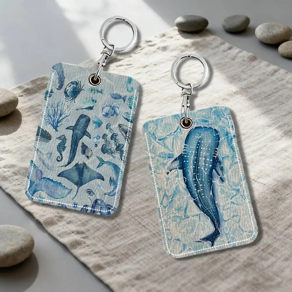 

Кожаный картхолдер с изображением акулы, брелок для ключей, держатель для ID-карт и бейджей