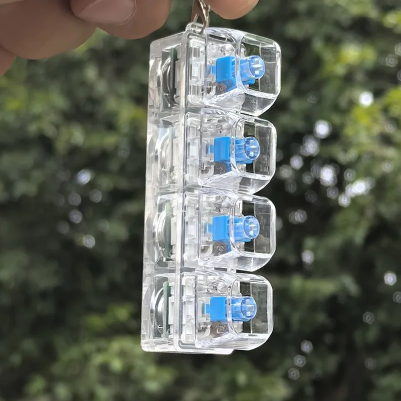 Colorful Acrylic Button Keycap Keychain 4 Keys Keyboard Decompression Relief Keyrings for Adult Gift