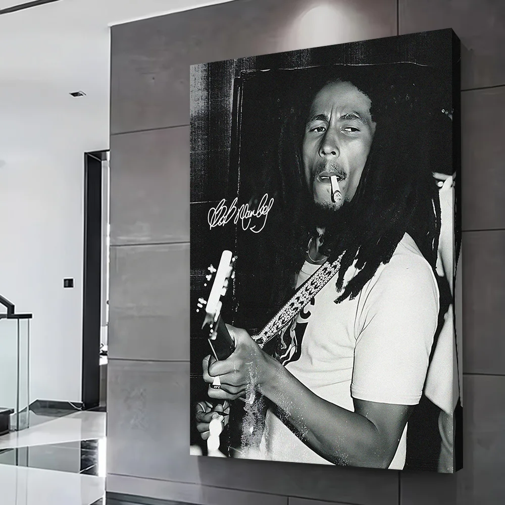 Bob Marley Playing Guitar Poster Customizable Printed Canvas Painting for Pictures Wall Art Modern Home Decoration Ornaments