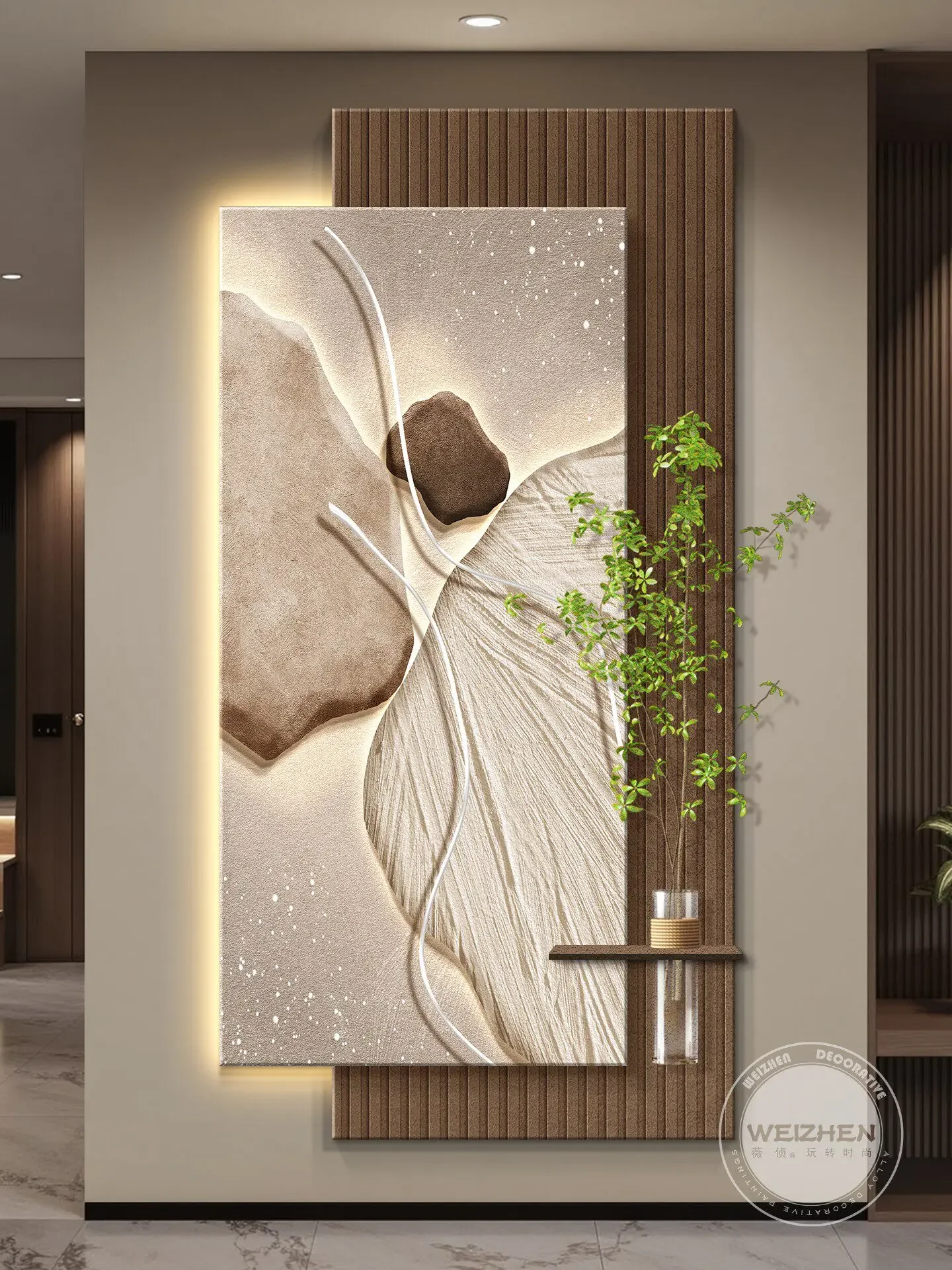 Light Luxury LED With Lights, Entrance Decoration, Corridor, Corridor, Hanging Murals, Simple Modern And High-End Feeling