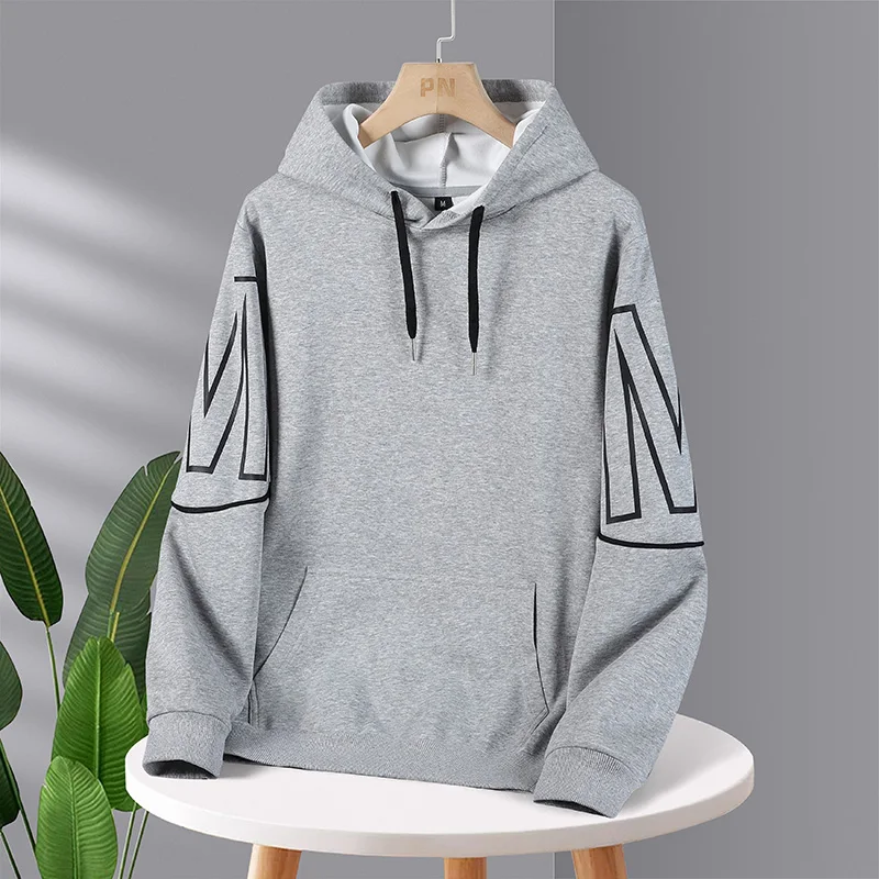 M-8XL Hooded Sweatshirts Men's Plus Size Autumn Loose Cotton Casual Long-sleeved Large Size Simple Multicolor Pullover Jackets