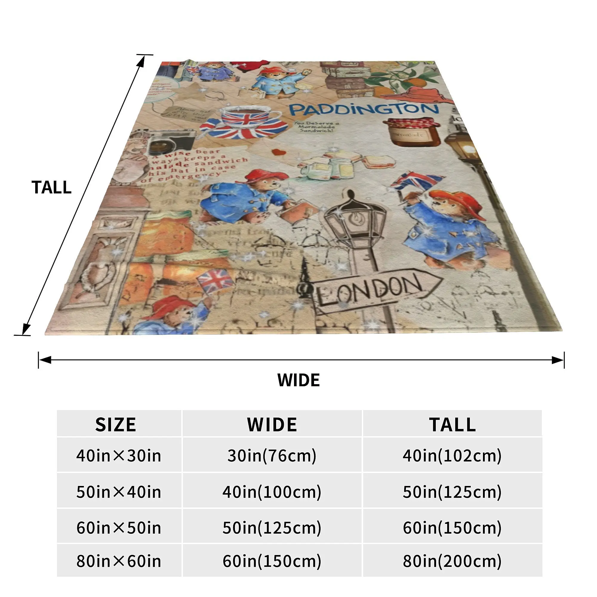 Britain Paddington Brown Bear Fuzzy Blankets Cute Movie Cartoon Custom Throw Blankets Bed Sofa Couch 125*100cm Quilt Lightweight