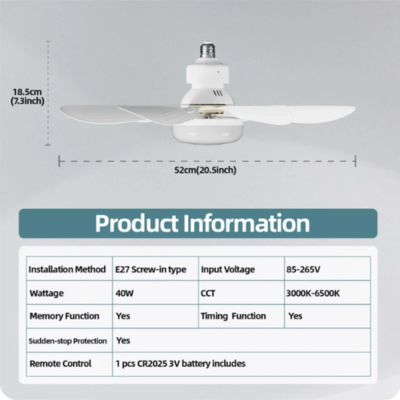 Imagem -06 - Destacável Led Teto Fan Light Três Cores Escurecimento Folha Sala de Estar Quarto Iluminação Interior ac 90 260v 30w 40w E27