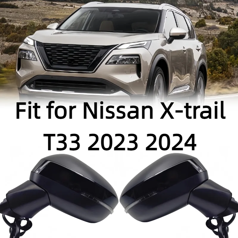 Автомобильное боковое зеркало заднего вида в сборе с камерой для Nissan X-trail T33 2023 2024, складная вспышка, сигнальная лампа, слепая зона