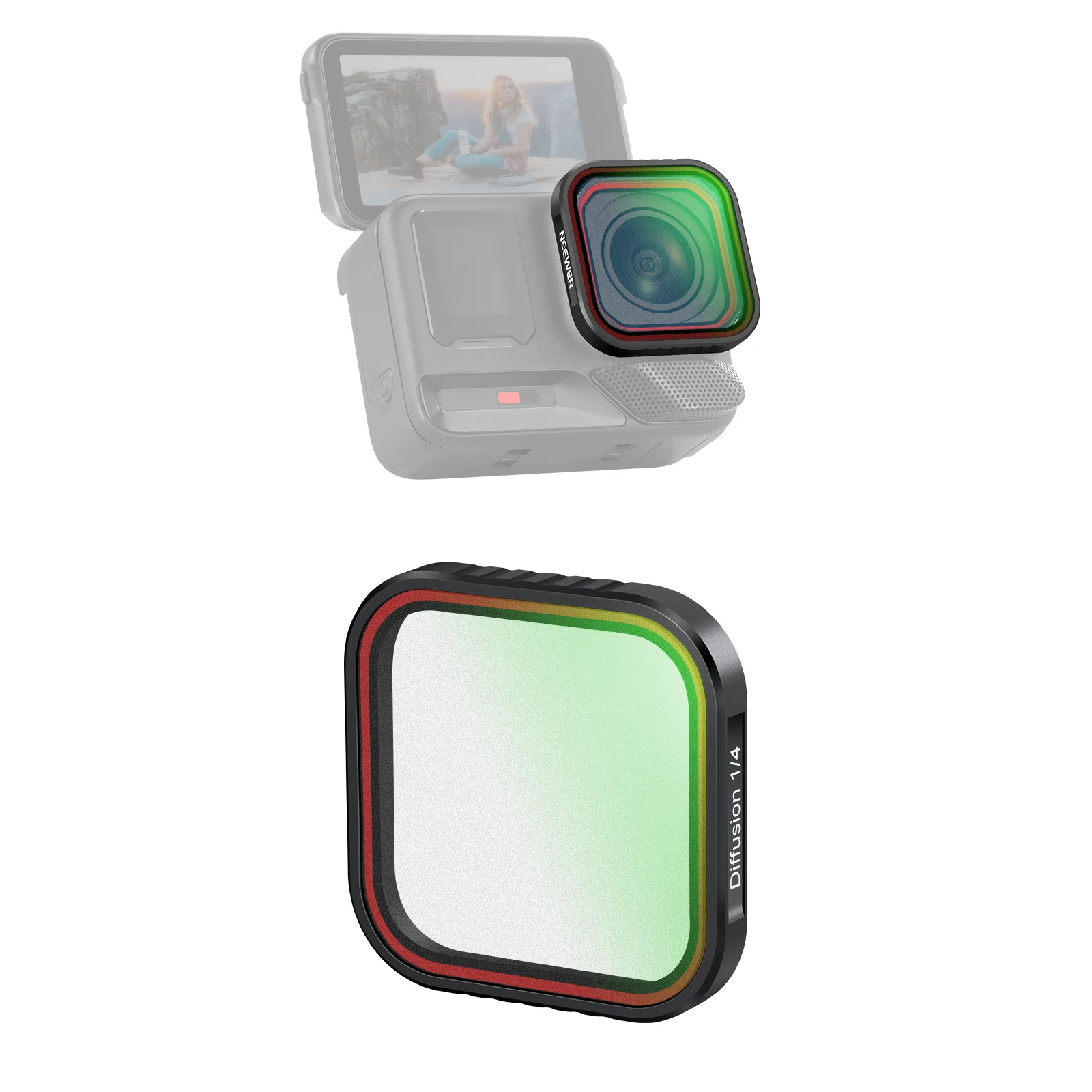 

NEEWER 1/4 Black Mist Diffusion Filter Compatible with Insta360 Ace Pro / Pro 2, HD Optical Glass Action Camera Lens Filter