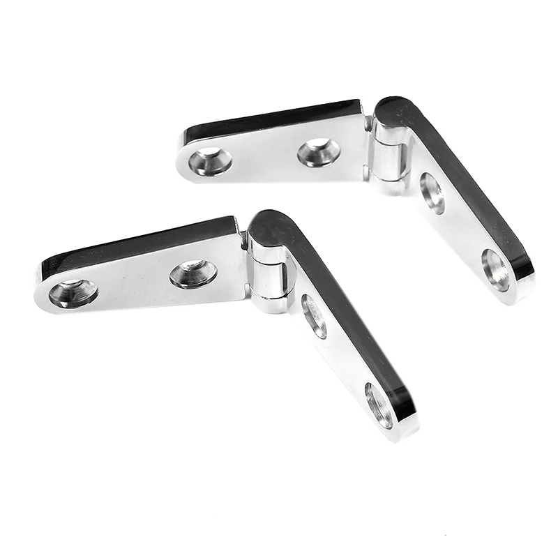 4Pcs 316 Stainless Steel Marine Boat Strap Hinges with 4 Holes Heavy Duty Mirror Polish Door Strap Hinge Accessories