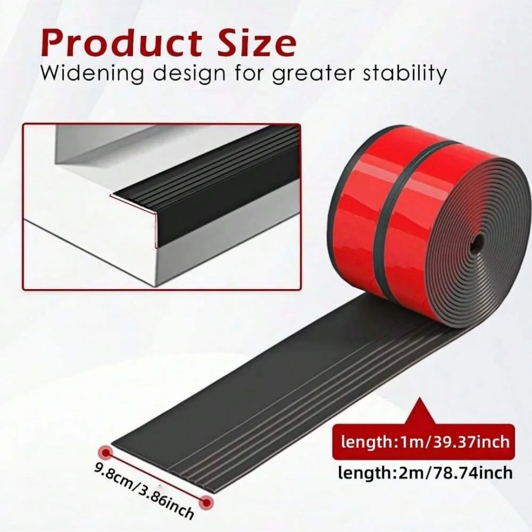 1PC 1/2m Stair Nosing Self-Adhesive Black Stair Edge Trim, Anti-Slip Rubber Molding For Indoor&Outdoor