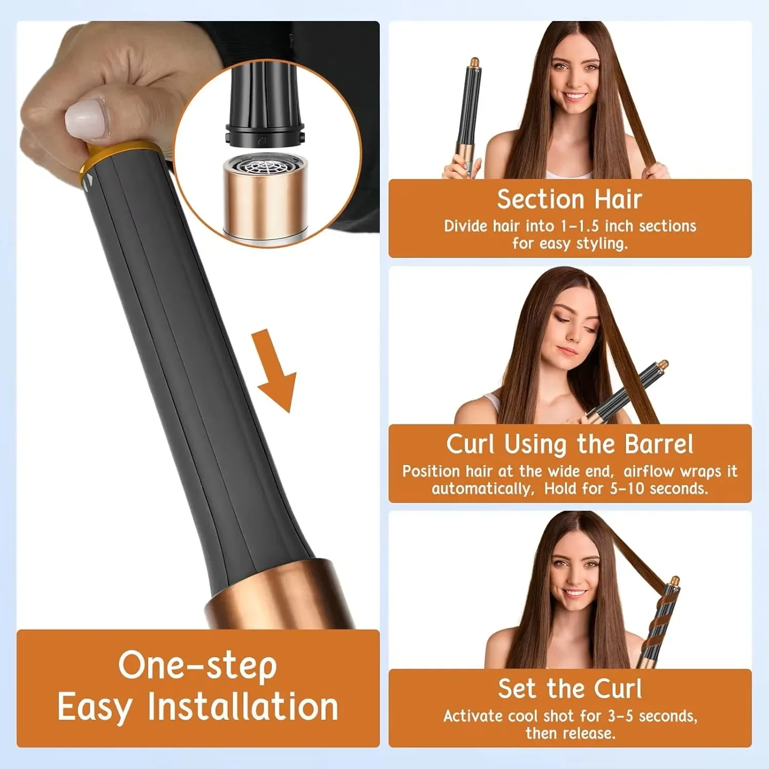 6IN1 マルチヘアスタイラー、1300W ハイパワー、乾燥、矯正、カーリング機能を組み合わせ、家庭用およびサロン用に適しています