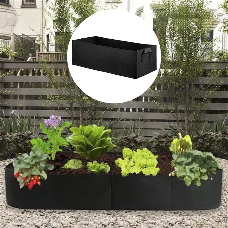 40/50/60cm Fabric Raised Garden Bed Rectangle Breathable Planting Container Grow Bag Planter Pot for Plants Flowers Vegetables