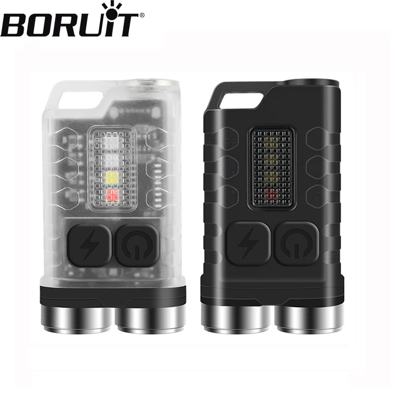 

BORUiT V3 EDC Keychain Light LED Flashlight 900 Lumens Type-C Rechargeable Work Light With Magnet UV Camping Pocket Lantern