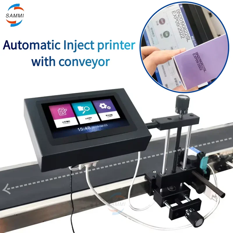 

OH-180 Automatic Inject Printer With Conveyor Small Characters Static Inkjet Printer Date Spray Printing Machine 12.7mm Nozzle