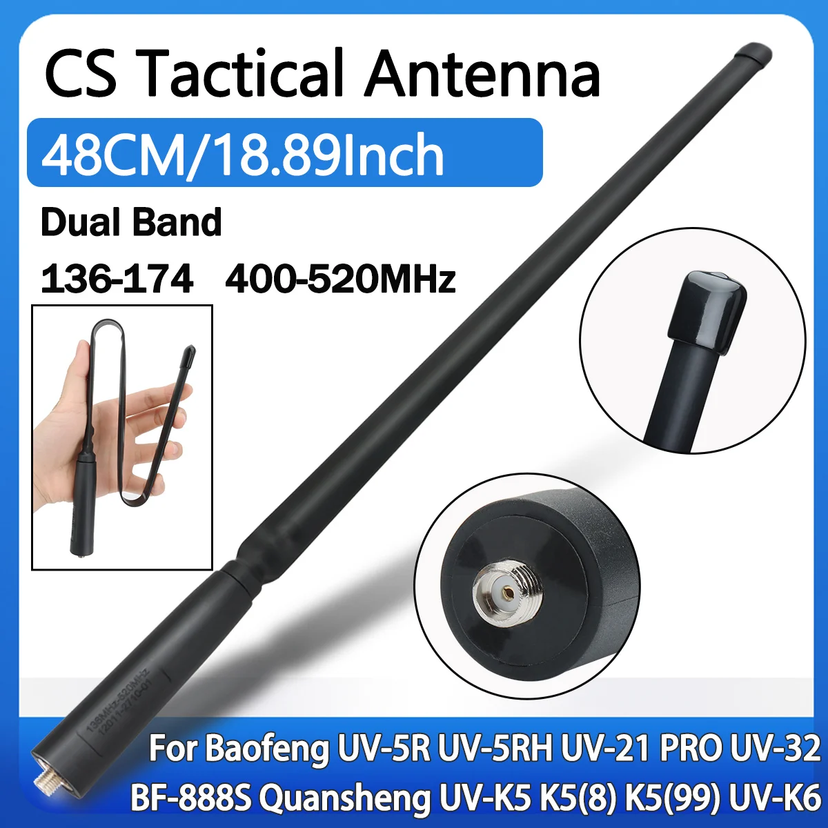 Foldable CS Tactical Antenna SMA-Female Dual Band For Iradio UV-88 UV-98 PLUS Quansheng TK11 BAJETON BJ8200 BJ8000 Radtel RT-860