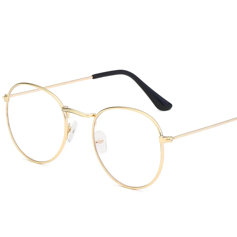 Metal Printing Round Large Frame Glasses Unisex Decorative Spectacles Lightweight Clear Lens Retro Eyewear For Men Women