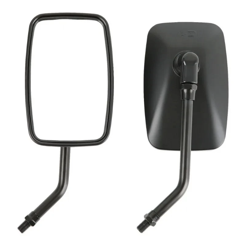1 Paar schwarze 10-mm-Universal-Motorrad-Rückspiegel mit Gewinde, schwarze rechteckige Rückspiegel für Motorrad, Roller, ATV – Detail 4