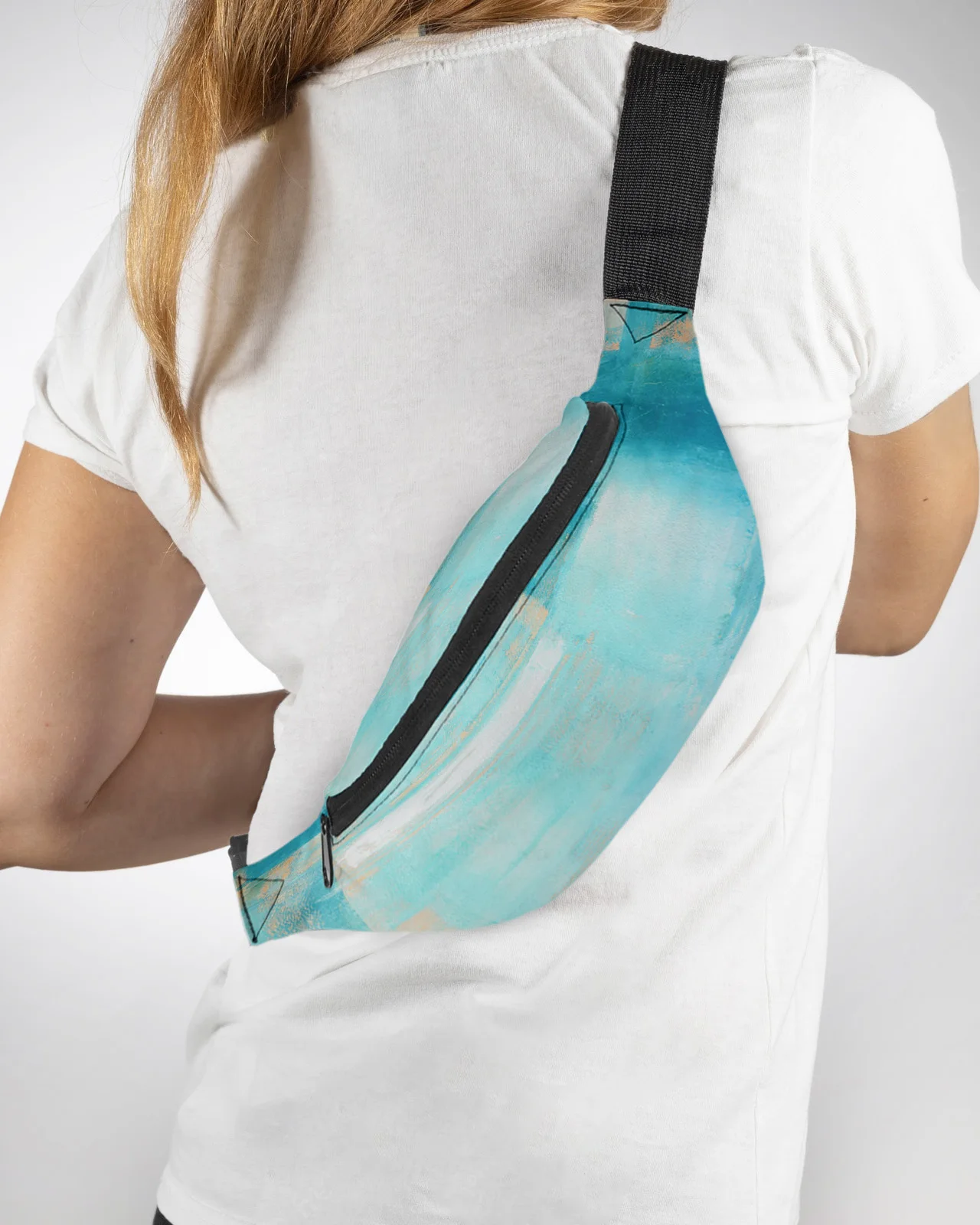 

Abstract Oil Painting Geometric Teal Men Women Waist Bag Fanny Pack Purse Phone Belt Bag Wallet Pouch Waterproof Banana Hip Bags