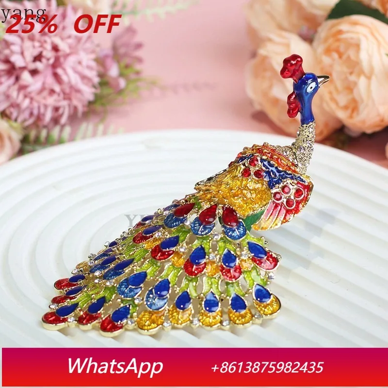 CX enamel metal crafts creative home Internet celebrity light luxury peacock open screen ornament