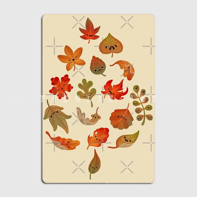 Sad Fallen Leaves Metal Sign Pub Kitchen Decoration Plaques Tin Sign Poster