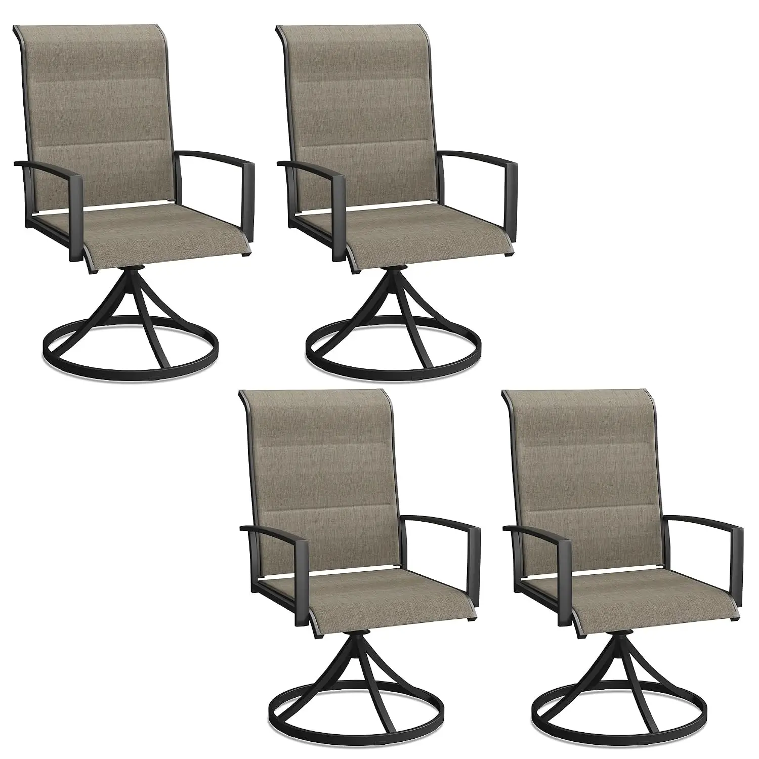 Swivel Patio Chairs 4-Pack, All Weather Outdoor Dining High Back Padded Mesh Metal Frame Garden Backyard, Customized