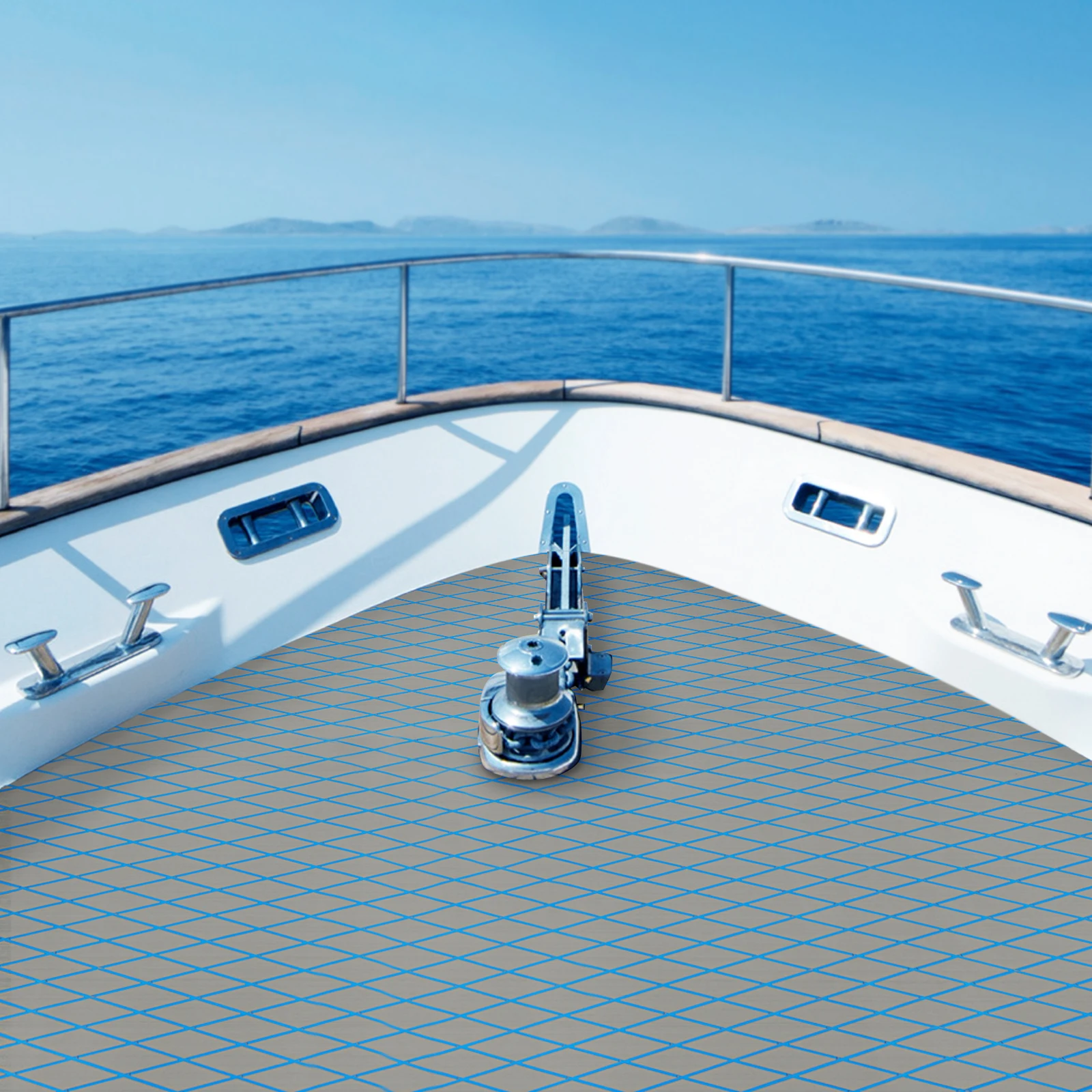 

Коврик для палубы лодок из ЭВА морского класса — нескользящий водонепроницаемый пол размером 94 x 35 дюймов для яхт, светло-серый + синий цвет (рулоны для хранения)